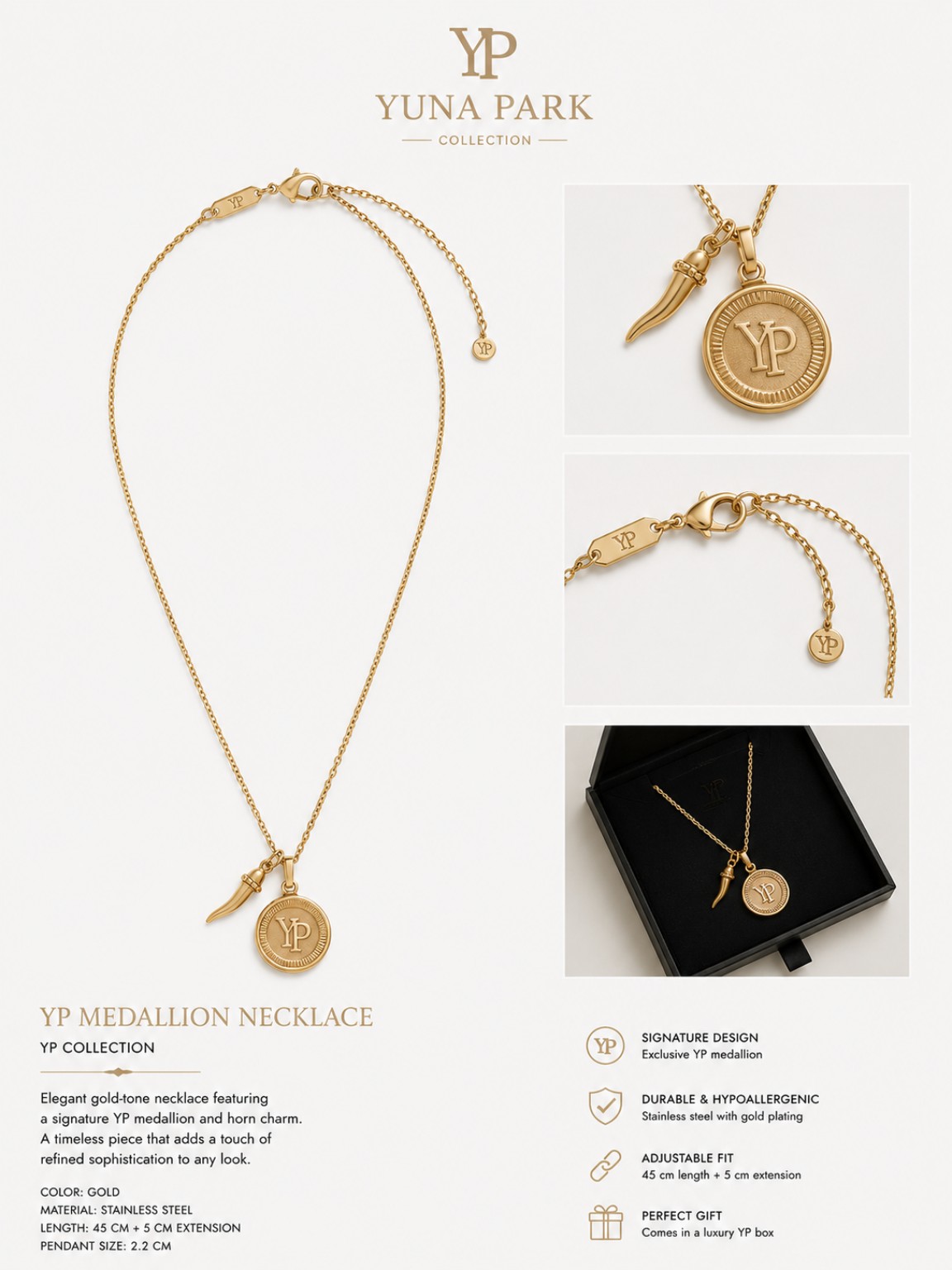 Medallion necklace product sheet