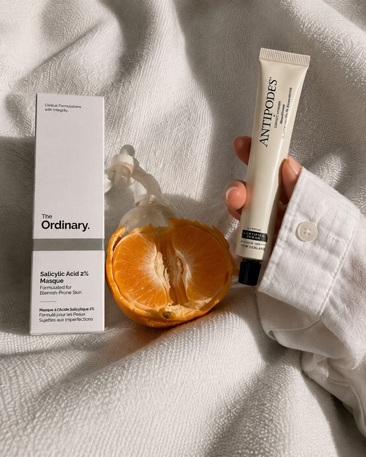 Skincare product flatlay